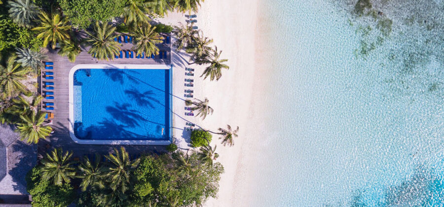 Meeru Island Resort & Spa Pool Pavillion Bar Aerial