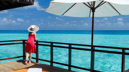 Wasserbungalow Blick im Vaavu Atoll